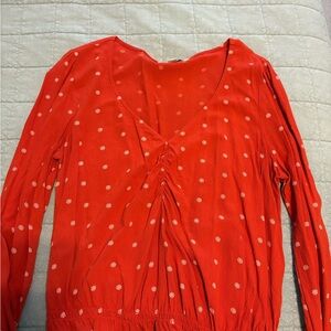 American Eagle Outfitters Red Polka Dot Blouse